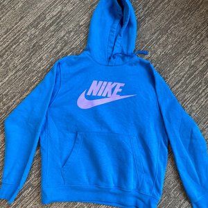 Nike Blue Hoody - Light Pink Swush - Size Medium